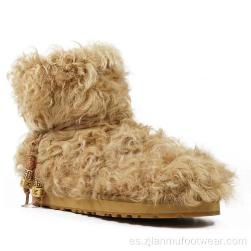 2023 Fashion Botas de nieve de invierno de piel de oveja de piel de oveja sin deslizamiento